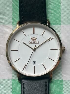 Olevs White Dial Gold Tone Case Men’s Quartz Watch